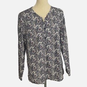 Liberty Art Fabrics Popover Blouse Top June’s Floral 363384 Large Blue Print